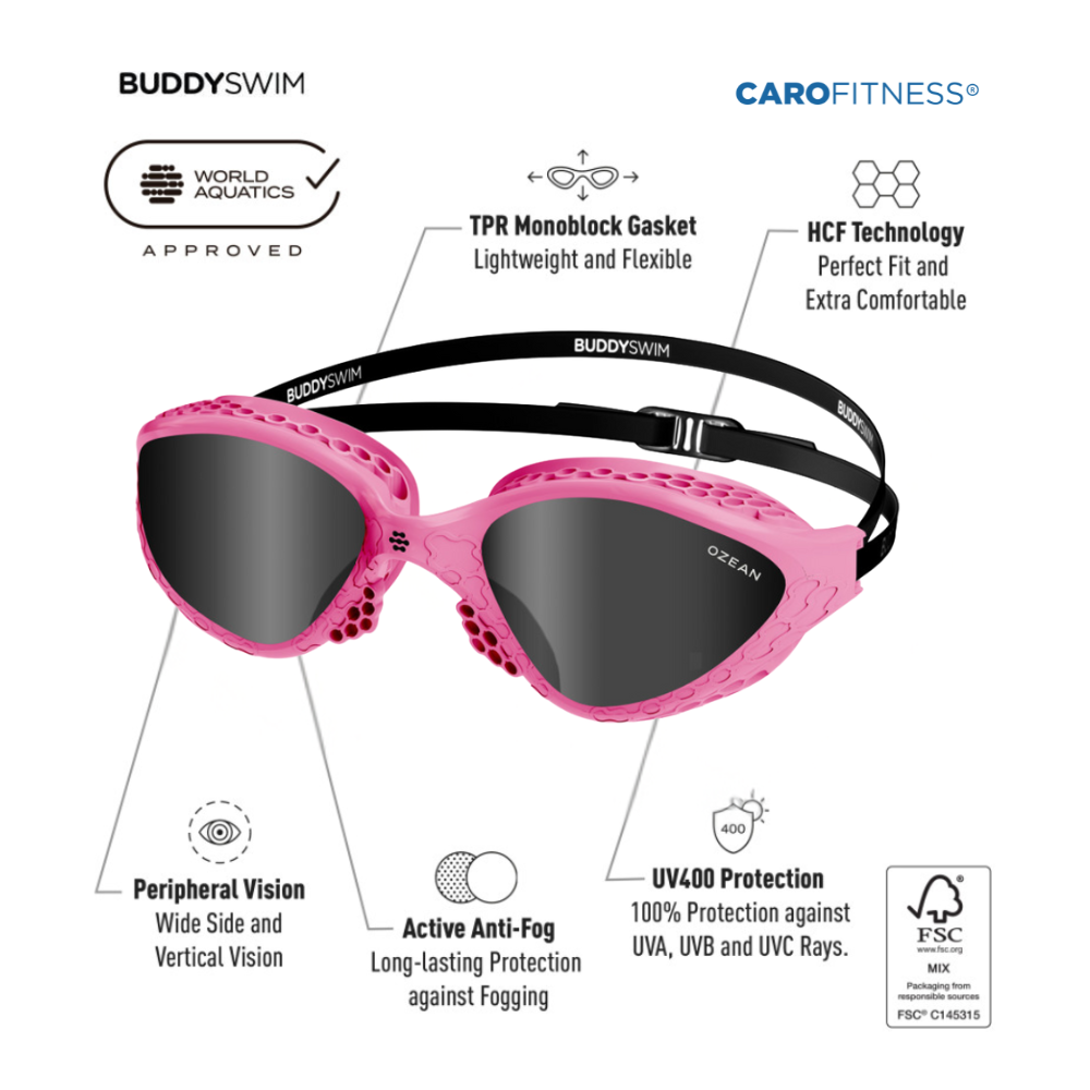 Gafas Buddyswim Ozean Pink-Black/Smoke